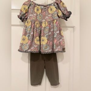 Matilda Jane Yellow and Pink Floral Tunic with Carters Capri Pants, 18m